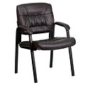 Flash Furniture Leather Guest Chair With Black Frame, Brown