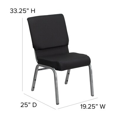 Flash Furniture HERCULES Series Fabric Stacking Church Chair, Black Patterned/Silver Vein Frame (FCH185SVJP02)