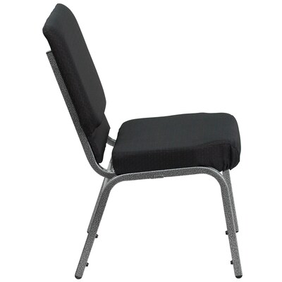 Flash Furniture HERCULES Series Fabric Stacking Church Chair, Black Patterned/Silver Vein Frame (FCH185SVJP02)