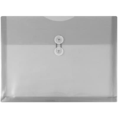 JAM Paper® Plastic Envelopes with Button and String Tie Closure, Letter Booklet, 9.75 x 13, Smoke Gr
