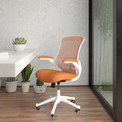 Flash Furniture Kelista Ergonomic Mesh Swivel Mid-Back Task Office Chair, Tan with White Frame (BLX5