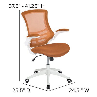 Flash Furniture Kelista Ergonomic Mesh Swivel Mid-Back Task Office Chair, Tan with White Frame (BLX5MWHTAN)