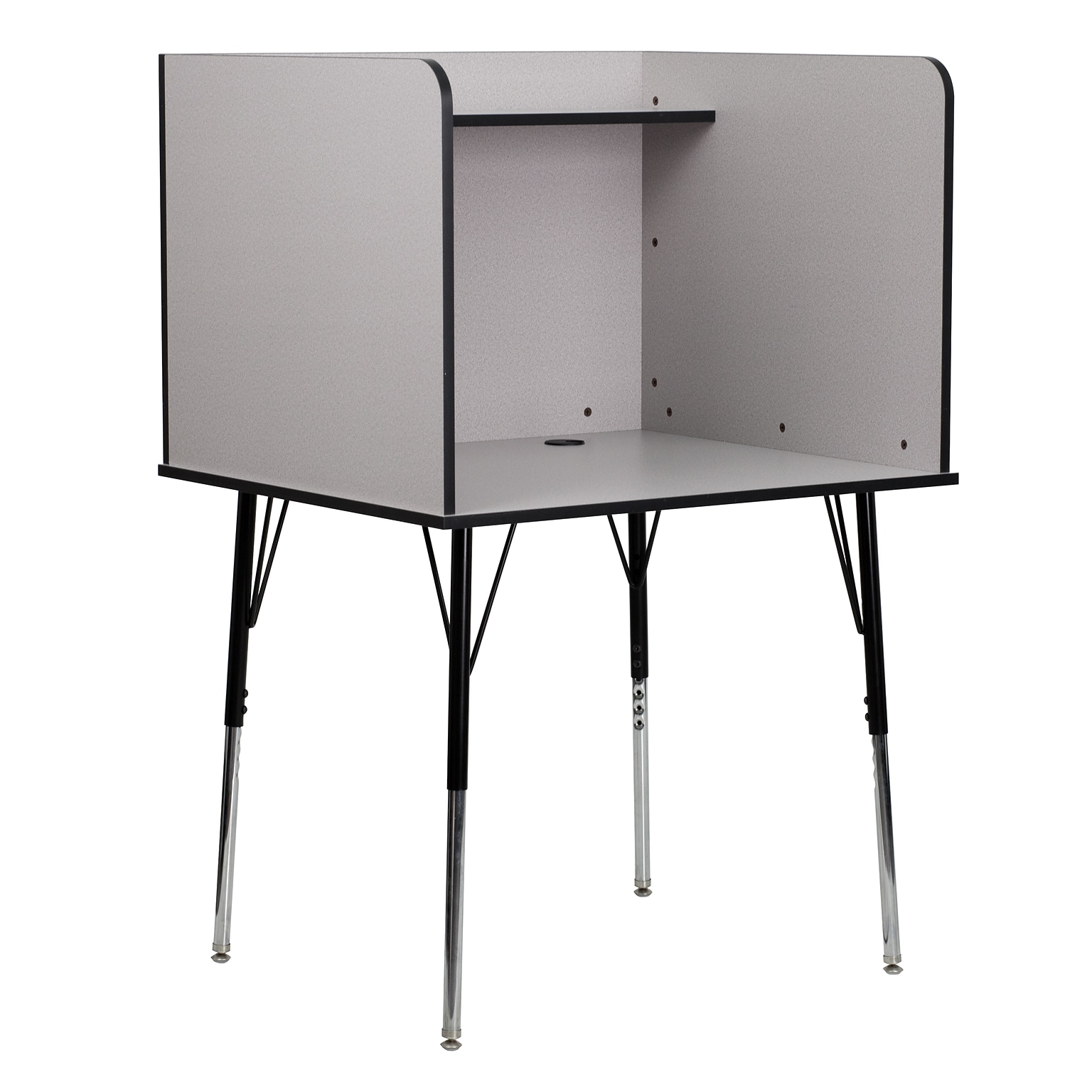 Flash Furniture 36W Stand-Alone Study Carrel with Top Shelf, Nebula Grey (MTM6221SSCGREY)