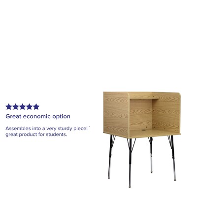 Flash Furniture 36"W Stand-Alone Study Carrel with Top Shelf, Oak (MTM6221SGLSCOAK)