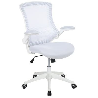 Flash Furniture Kelista Ergonomic Mesh Swivel Mid-Back Task Office Chair, White with White Frame (BL