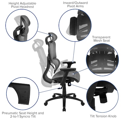 Flash Furniture LO Ergonomic Mesh Swivel Office Chair, Gray (HLC1388F1KGY)