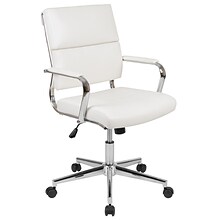 Flash Furniture Hansel LeatherSoft Swivel Mid-Back Executive Office Chair, White (BT20595M2WH)