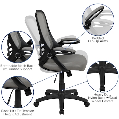Flash Furniture Porter Ergonomic Mesh Swivel High Back Office Chair, Light Gray/Black (HL00161BKGY)