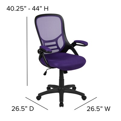 Flash Furniture Porter Ergonomic Mesh Swivel High Back Office Chair, Purple/Black (HL00161BKPUR)