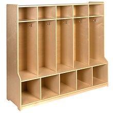 Flash Furniture 48H x 48L Wooden 5 Section School Coat Locker, Natural (MKLCKR001)