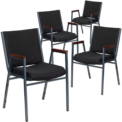 Flash Furniture HERCULES Series Fabric Heavy Duty Stack Chair with Arms, Black Dot, 4 Pack (4XU60154