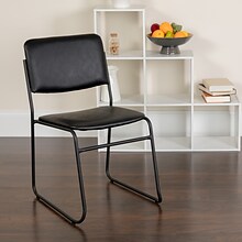 Flash Furniture HERCULES Series Vinyl Stacking Chair with Sled Base, Black (XU8700BLKBVYL30)