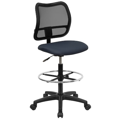 Flash Furniture Mid-Back Mesh Drafting Stools With Fabric Seat (WLA277NVYD)