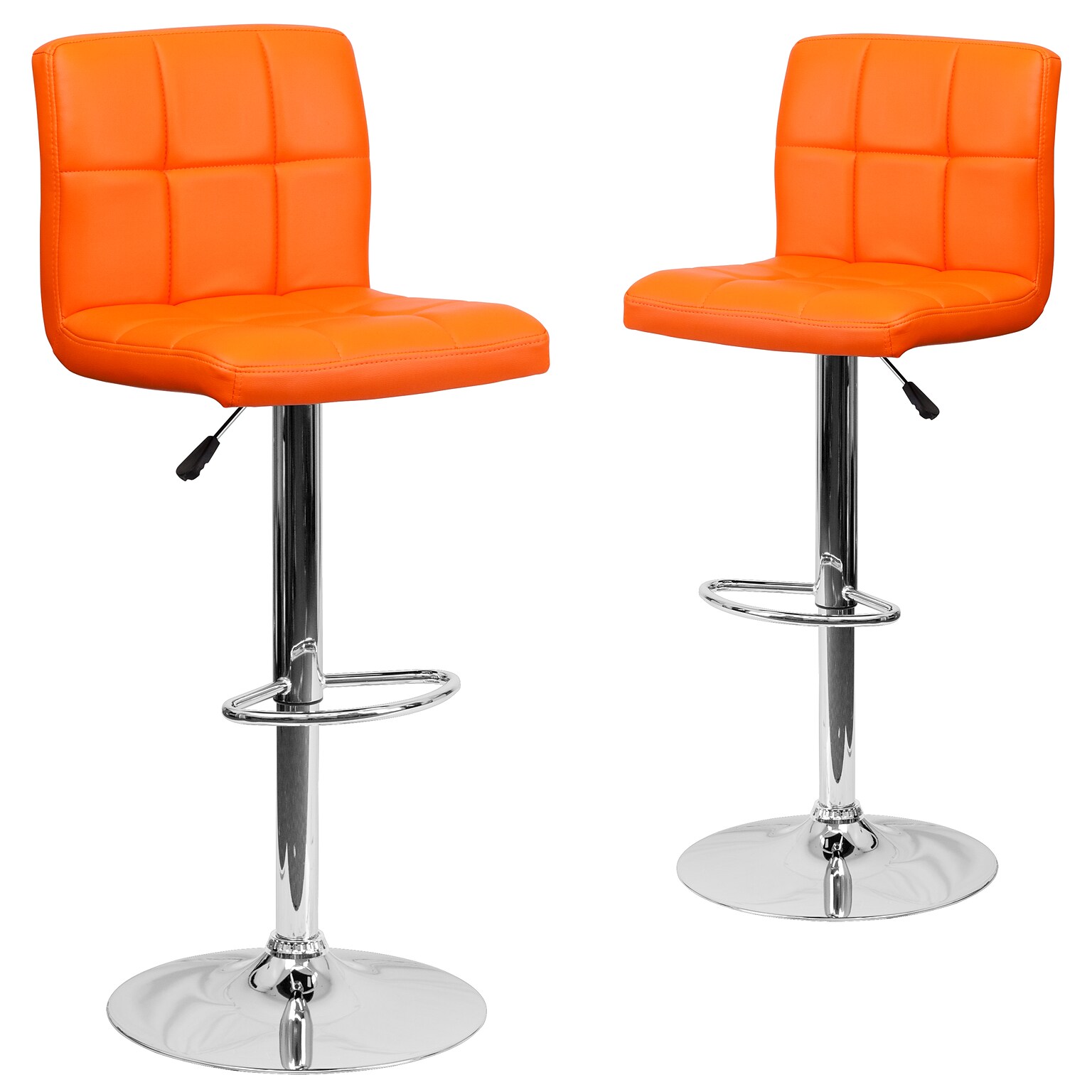 Flash Furniture Contemporary Vinyl Adjustable Height Barstool with Back, Orange, 2-Pieces (2DS810MODORGGG)