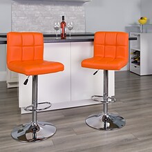 Flash Furniture Contemporary Vinyl Adjustable Height Barstool with Back, Orange, 2-Pieces (2DS810MOD