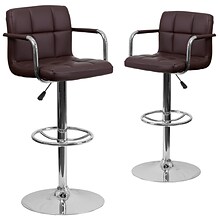 Flash Furniture Contemporary Vinyl Barstool, Adjustable Height, Brown, 2-Pieces (2CH102029BRNGG)