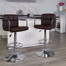 Flash Furniture Contemporary Vinyl Barstool, Adjustable Height, Brown, 2-Pieces (2CH102029BRNGG)