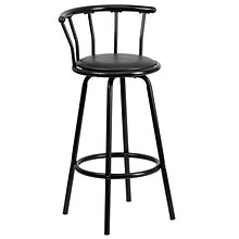 Flash Furniture Transitional Vinyl Swivel Barstool, Black (YBYJ909KD)