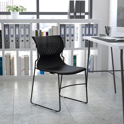 Flash Furniture HERCULES Series Plastic Stack Chair, Black (RUT438BK)