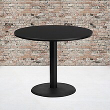 Flash Furniture 36 Laminate Round Table Top, Black w/24 Round Table-Height Base (XURD36BKTR24)