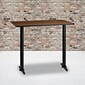 Flash Furniture 30''x48'' Rectangular Laminate Table Top, Walnut w/5''x22'' Bar-Height Table Bases