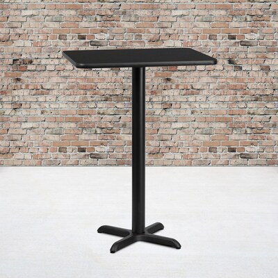 Flash Furniture 24''x30'' Laminate Rectangular Table Top, Black w/22''x22'' Bar Height Table Base (XUBK2430T2222B)