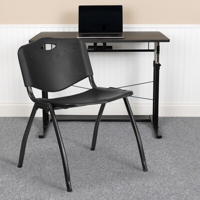 Flash Furniture HERCULES Series Plastic Stack Chair, Black (RUTD01BK)