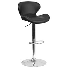 Flash Furniture Contemporary Vinyl Adjustable Height Barstool with Back, Black (CH321BK)