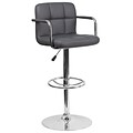 Flash Furniture Contemporary Vinyl Adjustable Height Barstool with Back, Gray (CH102029GY)