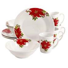 Gibson Noble Poinsettia 12 pc Dinnerware Set (108172.12)