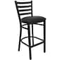 Flash Furniture 36'' Round Table Set W/4 Ladder Back Metal Bar Stools, Walnut /Black (MD0011)