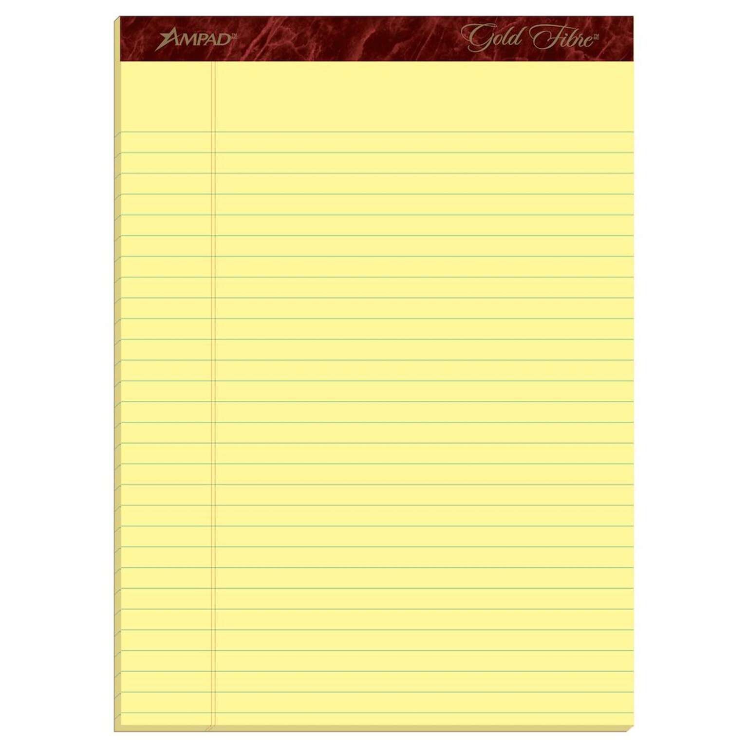 Ampad Gold Fibre Notepads, 8.5 x 11.75, Wide Ruled, Canary, 50 Sheets/Pad, 4 Pads/Pack (TOP20-032R)