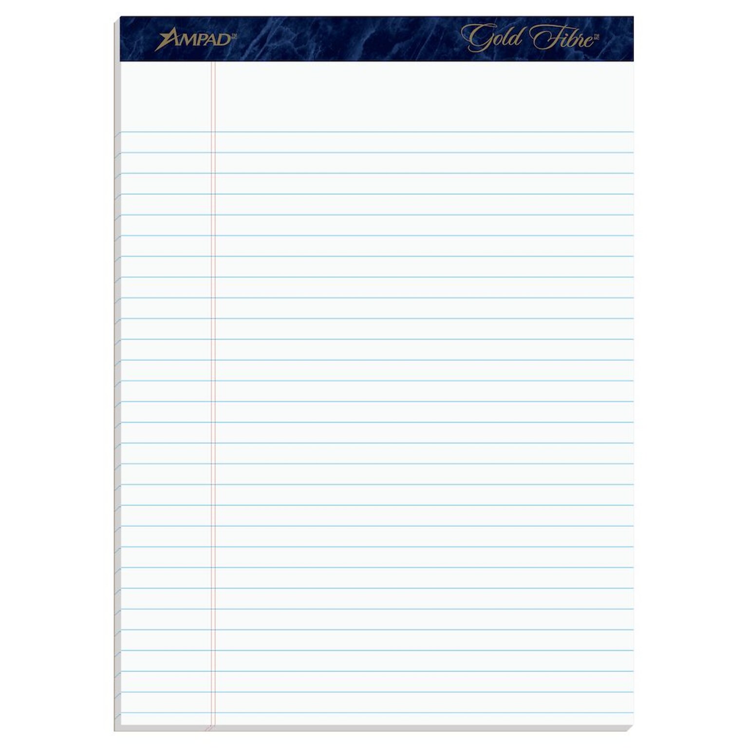 Ampad Gold Fibre Notepads, 8.5 x 11.75, Wide Ruled, White, 50 Sheets/Pad, 4 Pads/Pack (TOP20-031R)