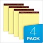 Ampad Gold Fibre Notepads, 8.5" x 11.75", Wide Ruled, Canary, 50 Sheets/Pad, 4 Pads/Pack (TOP20-032R)
