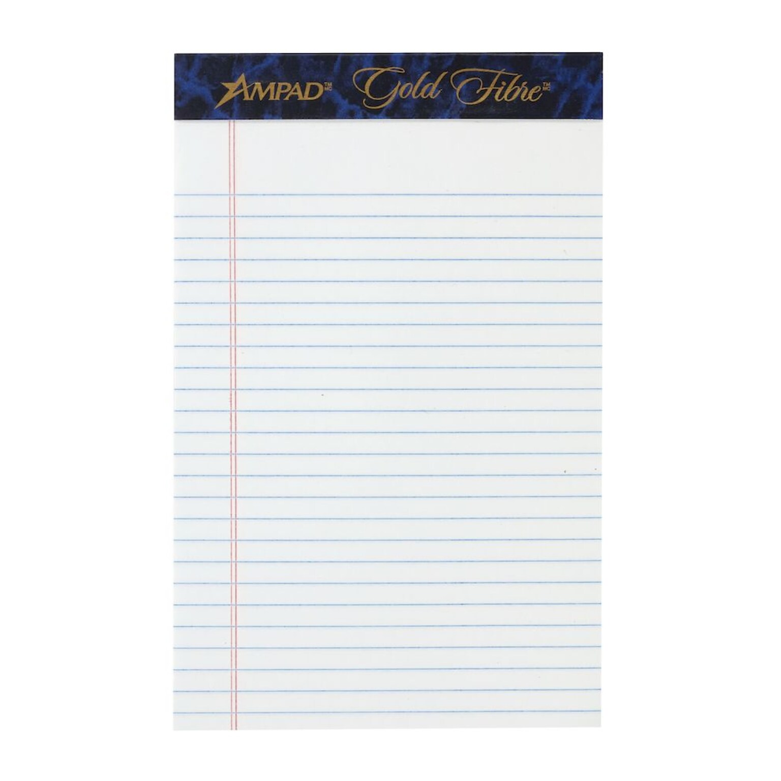 Ampad Gold Fibre Notepads, 5 x 8, College Ruled, White, 50 Sheets/Pad, 12 Pads/Pack (20054)