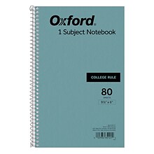 Oxford 1-Subject Notebooks, 6 x 9.5, College Ruled, 80 Sheets, Blue (65121)