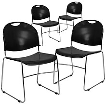 Flash Furniture Hercules™ Stacking Chair, Fabric, Black, Seat: 17.6W x 17.4D, Back: 17.625W x 15.