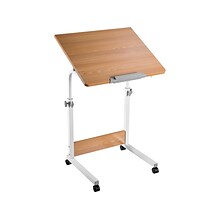 Mount-It! 23.6 x 19.75 Rolling Laptop Desk, Maple/White (MI-8020)