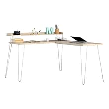 Ameriwood Haven 55 L-Shaped Desk with Riser, Natural/White (5640914COM)
