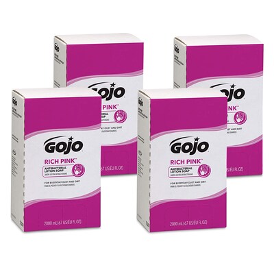 GOJO Antibacterial Liquid Hand Soap Refill, Floral Scent, 67 oz., 4/Carton (7220-04)
