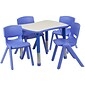 Flash Furniture Emmy Rectangular Activity Table Set, 21.875" x 26.625", Height Adjustable, Blue (YU09834RECTBLBL)