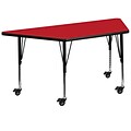 Flash Furniture Wren Trapezoid Mobile Activity Table, 22.5 x 45, Height Adjustable, Red (XUA2448TRPRDHPC)