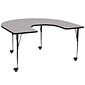 Flash Furniture Wren Horseshoe Mobile Activity Table, 60" x 66", Height Adjustable, Gray (XUA6066HRSGYTAC)