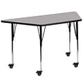 Flash Furniture Wren Trapezoid Mobile Activity Table, 29 x 57, Height Adjustable, Gray (XUA3060TRPGYHAC)