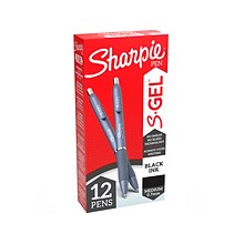 Sharpie S-Gel Retractable Gel Pen, Medium Point, Black Ink, Dozen (2126232)