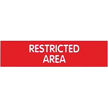 Cosco Sign, RESTRICTED AREA, 8L x 2H, Red with White Text, 3 Pack (098005PK3)