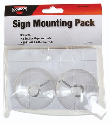 Cosco Sign Accessory Kit, Suction Cups with Hooks and Adhesives,96 Piece, 4 Pack (098098PK4)