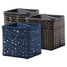 Carson Dellosa Education Polyester Tabletop Storage Cube, 5.25 x 5.25, Navy with Silver Stars, Pac