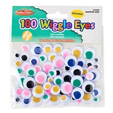 CLI Creative Arts Wiggle Eyes, Round, Assorted Sizes & Colors, 100/Pack, 12 Packs (CHL64550-12)