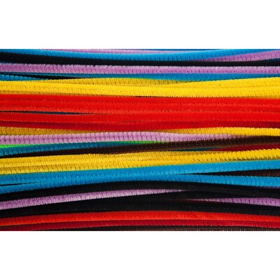 CLI Chenille 6 Stems, Assorted Colors, Grade K+, 100/Pack, 12 Packs/Bundle (CHL65200-12)